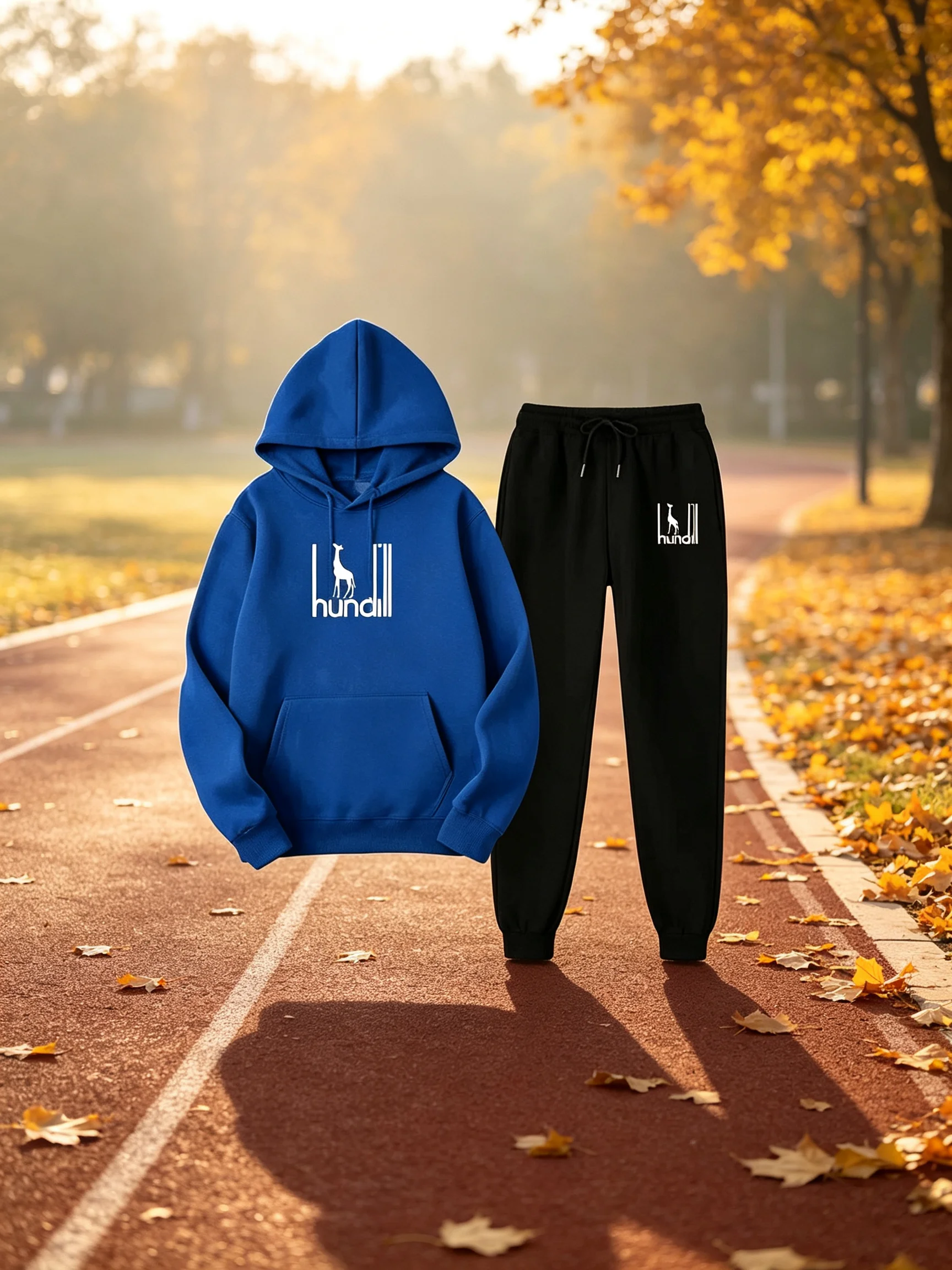 2026 New Men's Hoodie Tracksuit, Korean Style Loose Trendy Printed Hoodie + Sweatpants, Warm Couple Matching Outfit 2‑Piece Set view 4