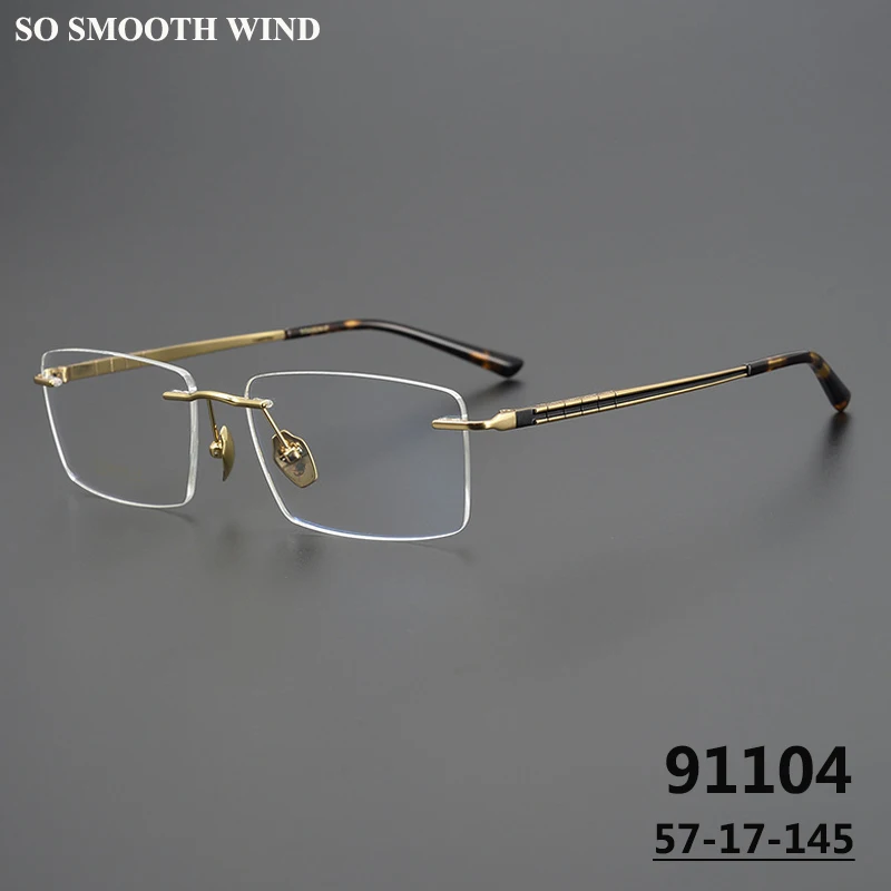 

Pure Titanium Retro Square Glasses Frame Lightweight Men Women Rimless Optical Prescription Eyeglasses Frameless Eyewear Oculos