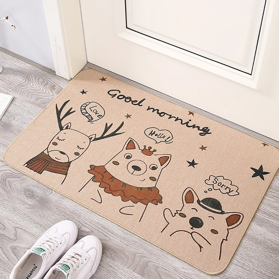 

Cartoon Bathroom Toilet Door Absorbent Floor Mat Soft Carpet Bedroom Non-Slip Foot Pad Bath Rug Plants pattern Bathroom Carpet