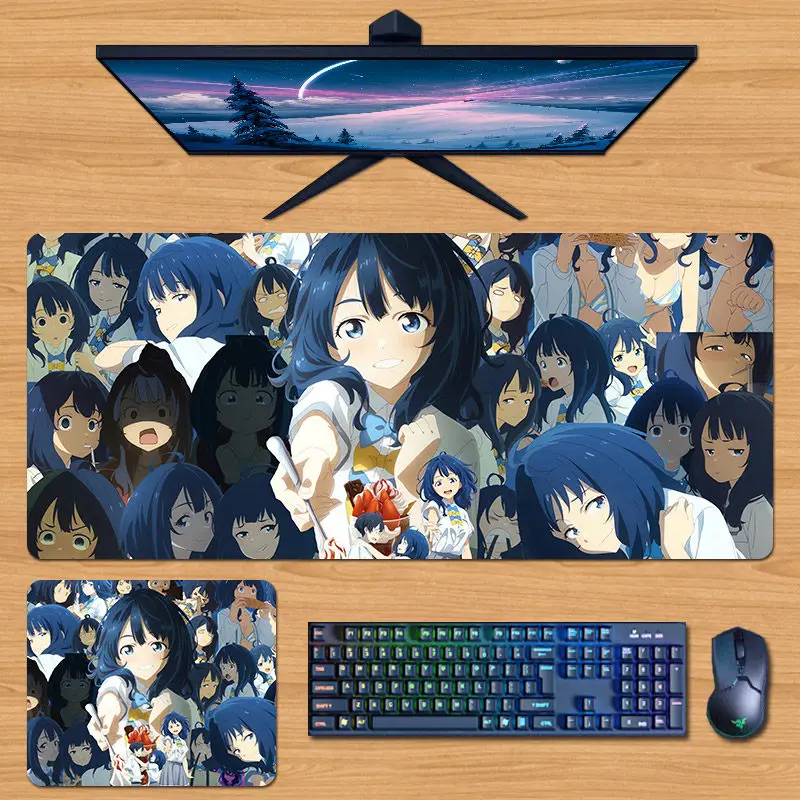 Alfombrilla de Ratón Extra Grande y Gruesa Kawaii Makeine Too Many Losing Heroines Anna Yanami, Alfombrilla de Escritorio Antideslizante con Borde Cosido de Goma, Regalo Bonito