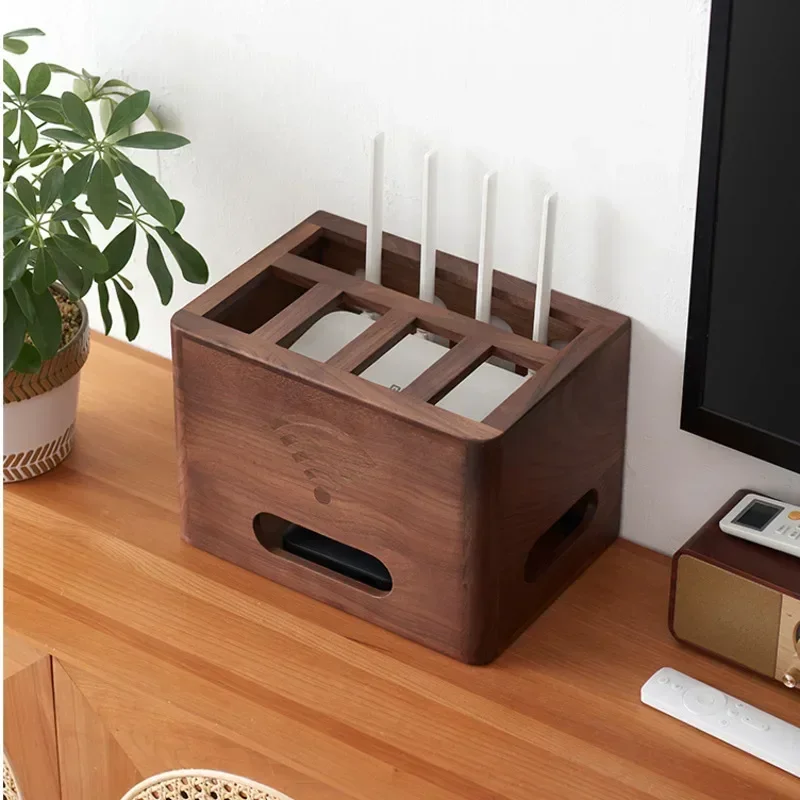 Large Solid Wood Router Storage Box, Cable Organizer for Modem Set-Top Box, Farmhouse Wire Management Tidy Container,