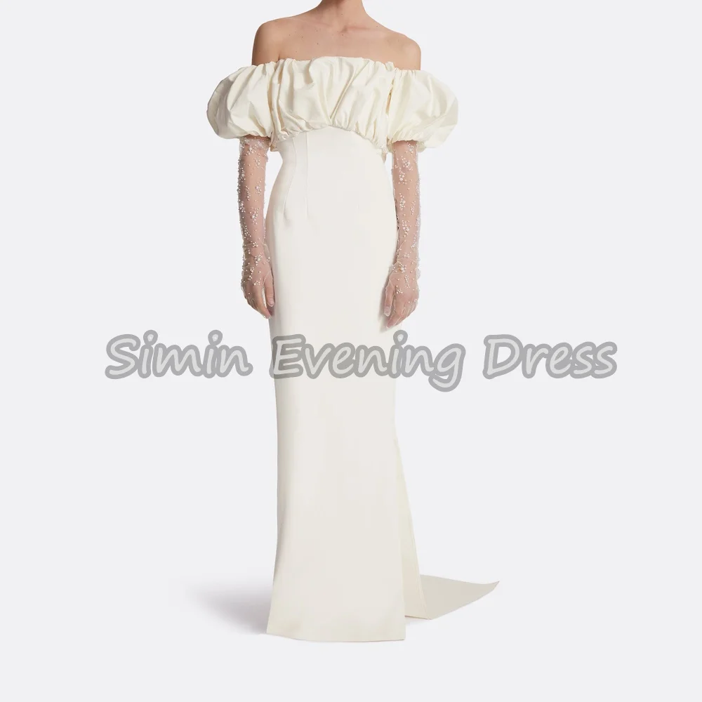 

Simin Crepe Mermaid Off The Shoulder Neckline Ruffle Saudi Evening Dresses For Women 2025 With Floor Length Elegant Party Dress
