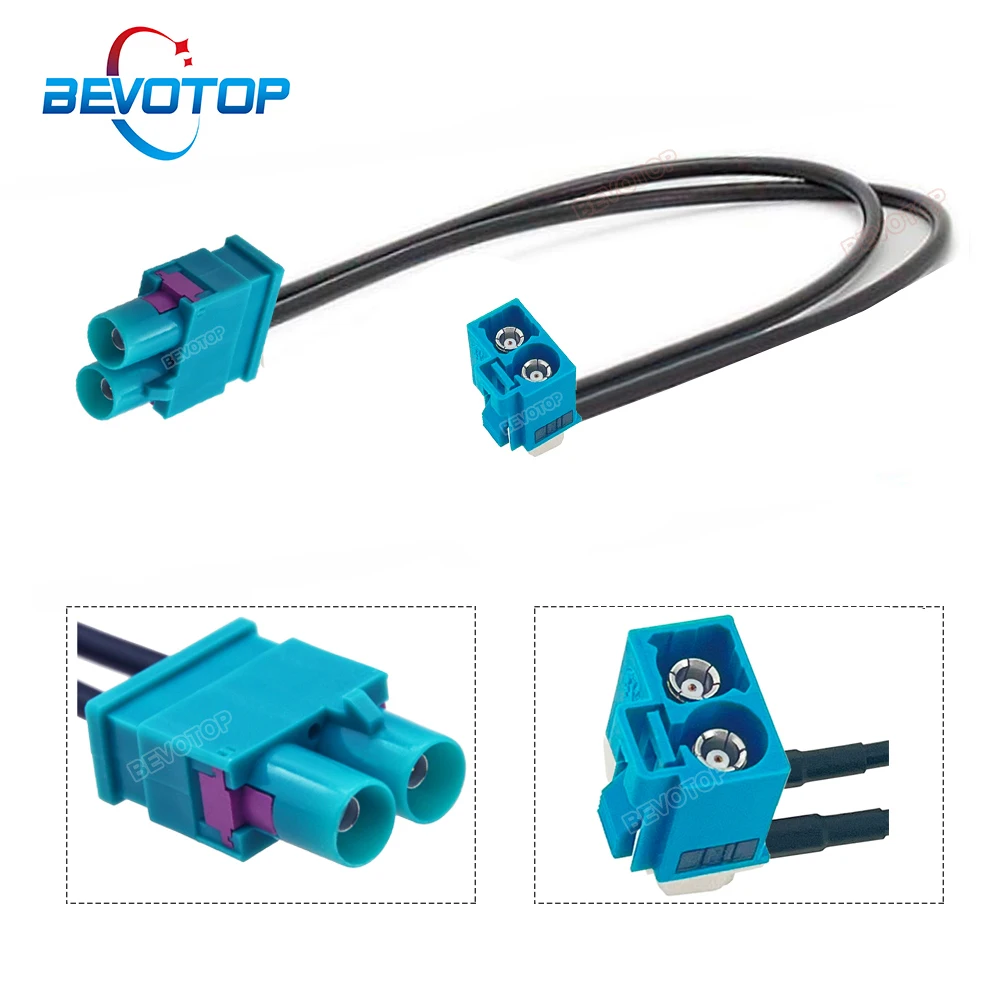 

BEVOTOP Dual Twin Fakra Z Male to Female 90° Right Angle Jack RG174 Cable Fakra II Splitter Radio Antenna Adapter Pigtail Jumper