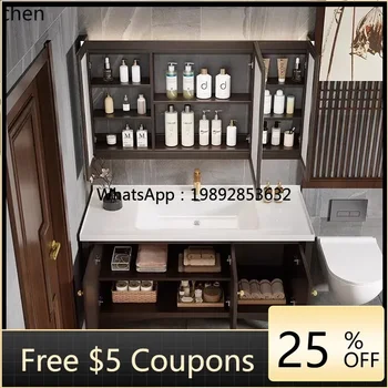 XX ceramic solid wood smart bathroom cabinet combination bathroom floor-to-ceiling washbasin hand wash bathroom cabinet