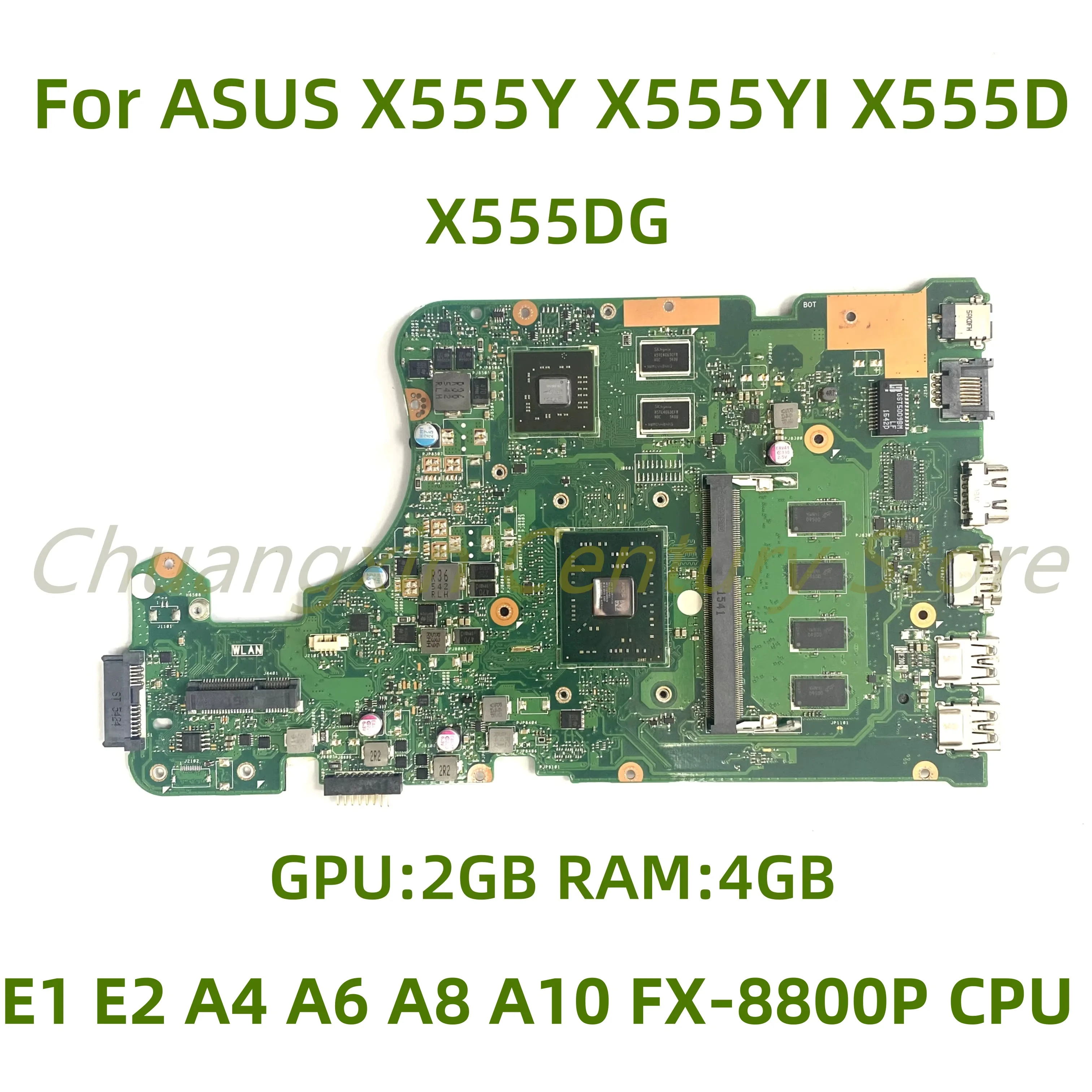 

Материнская плата X555DG подходит для ноутбука ASUS X555Y X555YI X555D X555DA с процессором E1 E2 A4 A6 A8 A10 FX-8800P 4 ГБ ОЗУ 2G GPU