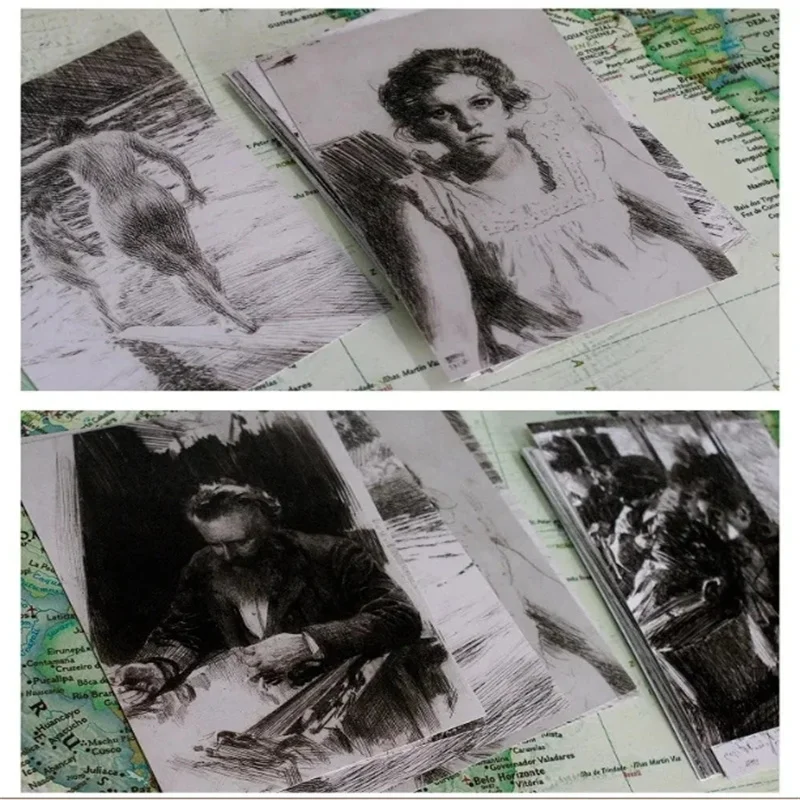 30 pezzi retrò Anders Zorn pittura cartoline decorative ins stile biglietto dei desideri creativere adesivo da parete fai da te biglietto di auguri messaggio regalo