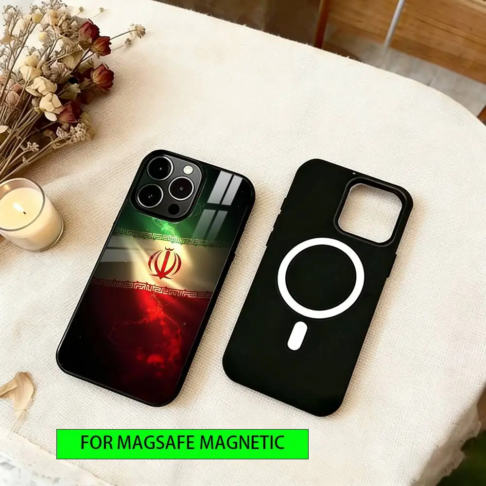 Artistic Flag of Iran Phone Case For iPhone17,16,15,14,13,12,11 Plus,Pro Magnetic with Magsafe Wireless Charging