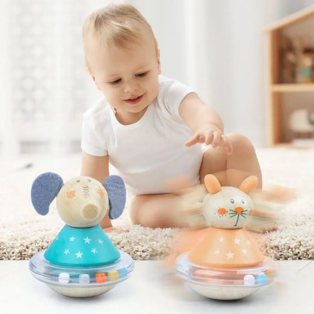 

Crafts Wooden Tumbler Doll Handmade Toy Doll Little Bear Rocking Toy Mini Collection Elephant Tumbler Toy Children Girls Boys