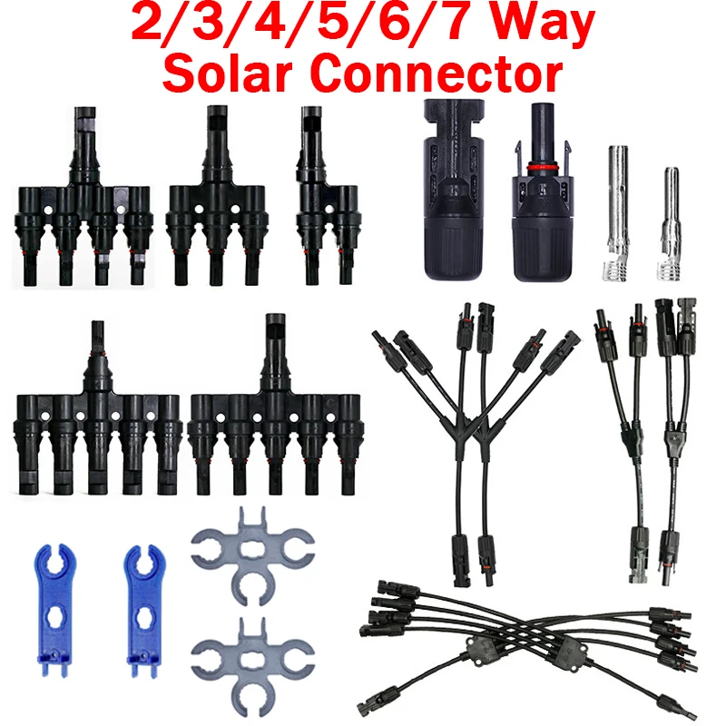 

PV connector Y/T type 2/3/4/5/6/7 Way parallel connection solar panel system waterprrof connector Branch Solar Cell Connect Plug