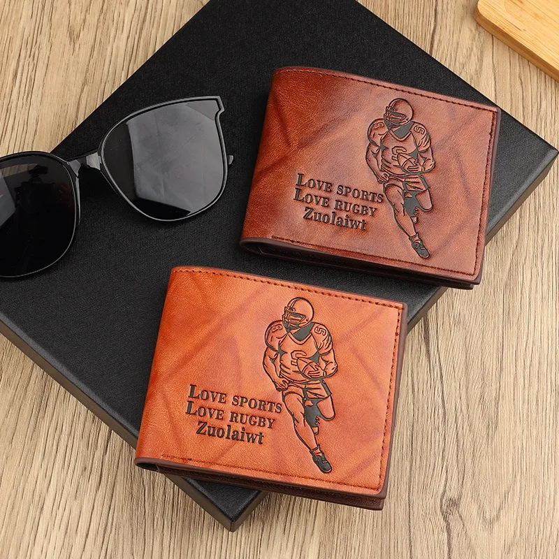 

Pu Fashion Wallet Enthusiast Gift 11.5*9.2*1.5cm Organized Rugby Men Wallet Minimalist Card Holder for Business Casual