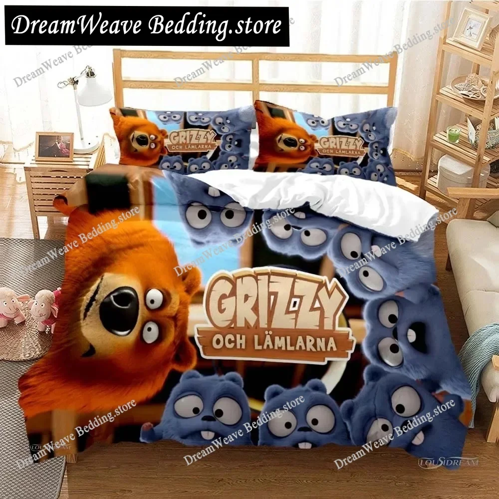 

Grizzy and The Lemmings Bedding Set Boys Girls Twin Queen Size Duvet Cover Pillowcase Bed Kids Adult Fashion Home Textileextile
