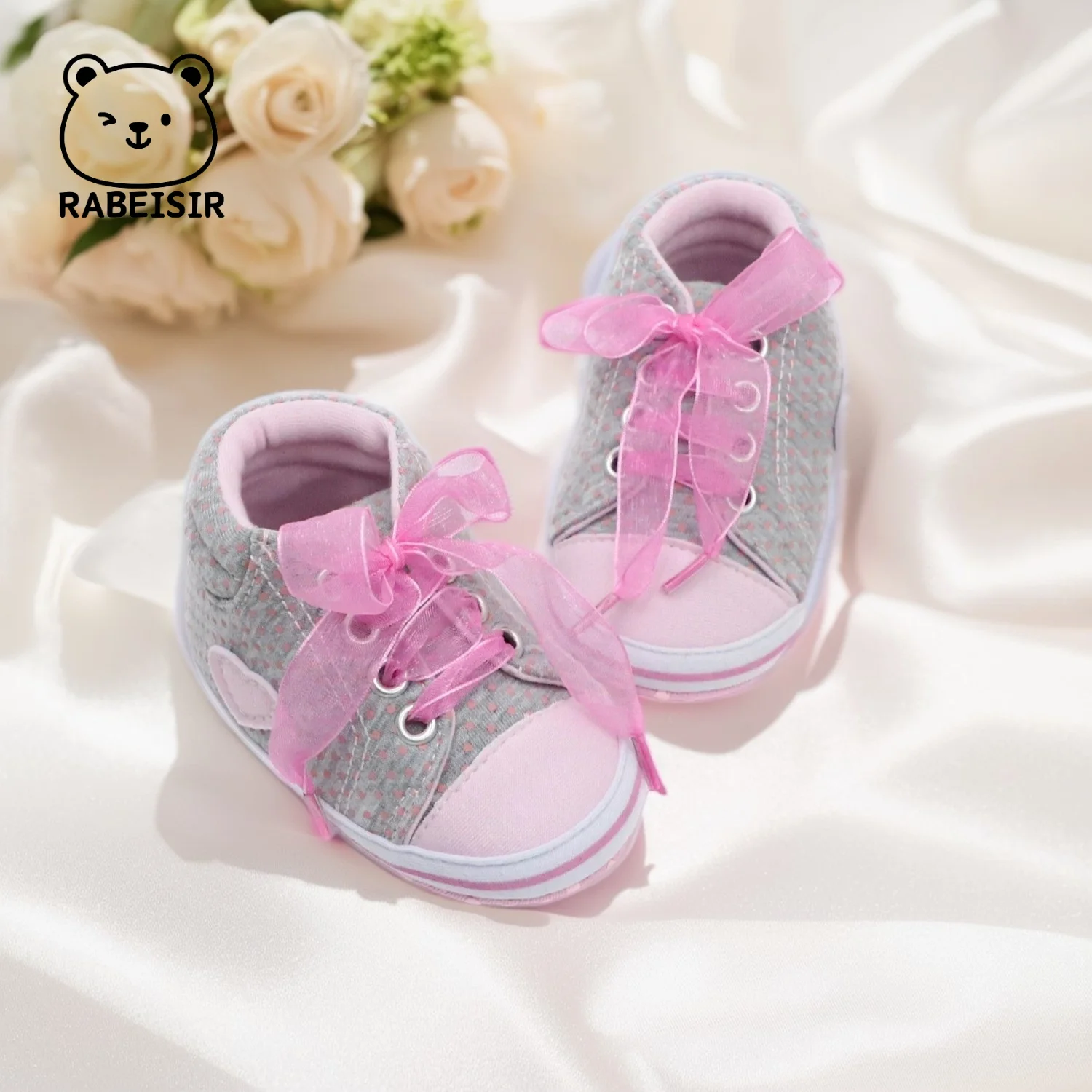 حذاء قماش للأطفال، حذاء مشي للأطفال، نعل ناعم، مريح، غير قابل للانزلاق، مسامي، 0-1 ونصف سنة، حلو وأنيق #1
