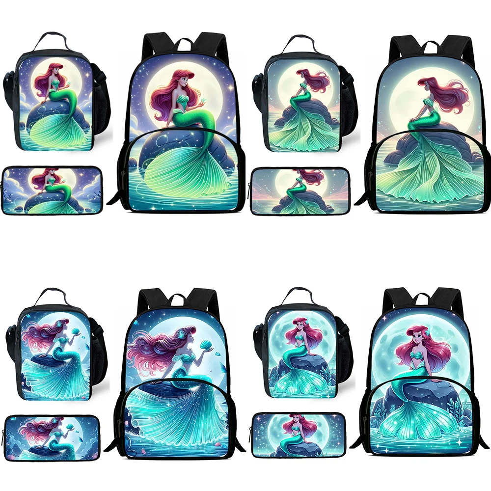 

3Pcs Set Anime Princess Ariel Child Backpacks Shoulder Bag Pencil Case Pupil Large Capacity School Bags for Boys Girls Best Gift