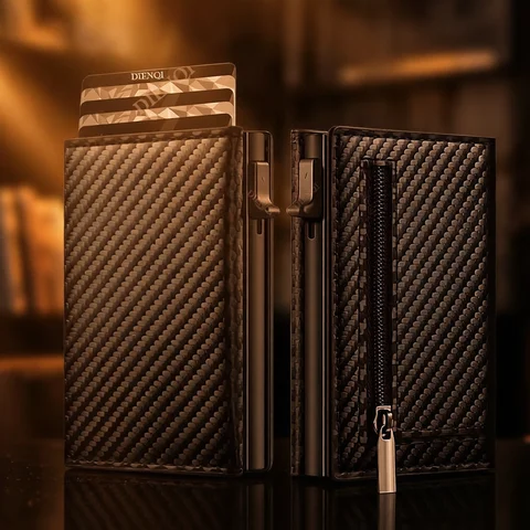 Rfid Credit Card Holder Money Bag Luxury Carbon Fiber Id Bank Cardholder Coin Purse Minimalist Wallet for Men Carteira Masculina
