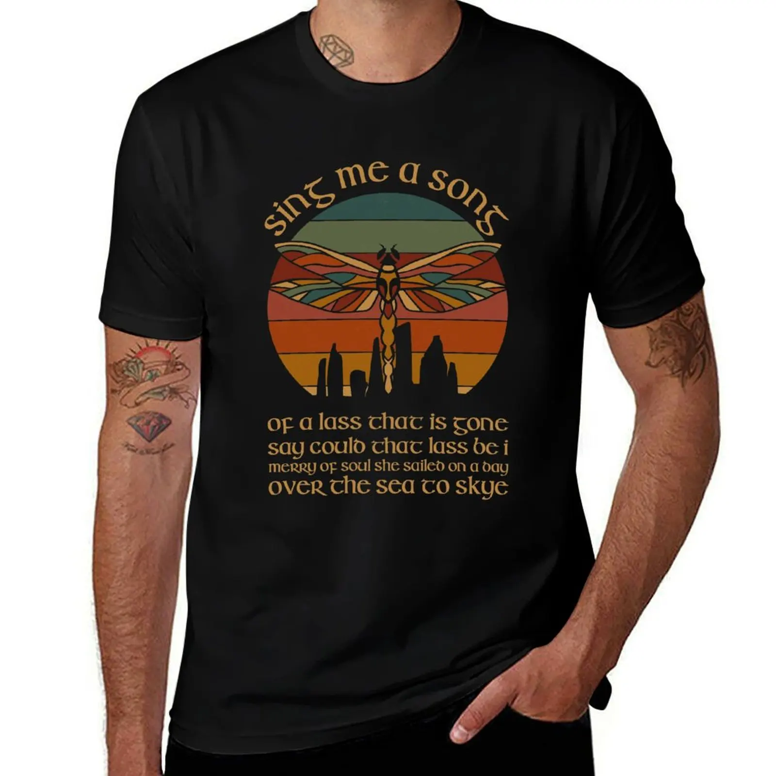 Outlander Theme Sing Me A Song Stone Dragonfly T-Shirt Casual Street Style Short Sleeve Tee T-Shirt