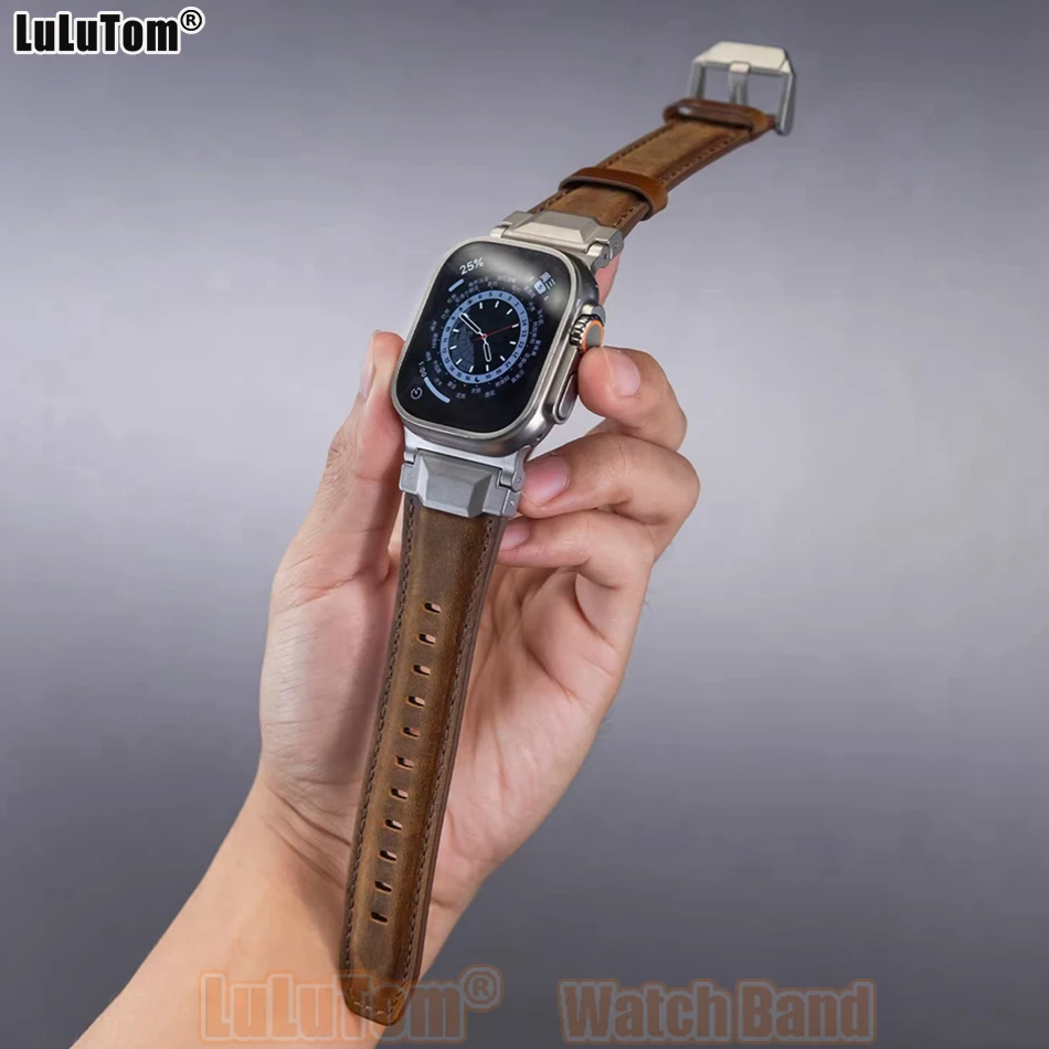 

Genuine Leather Strap for Apple Watch Ultra 3 2 1 49mm 10 11 46mm Iwatch Series 9 8 7 45mm 6 5 4 SE 44mm 42mm Replacement Band