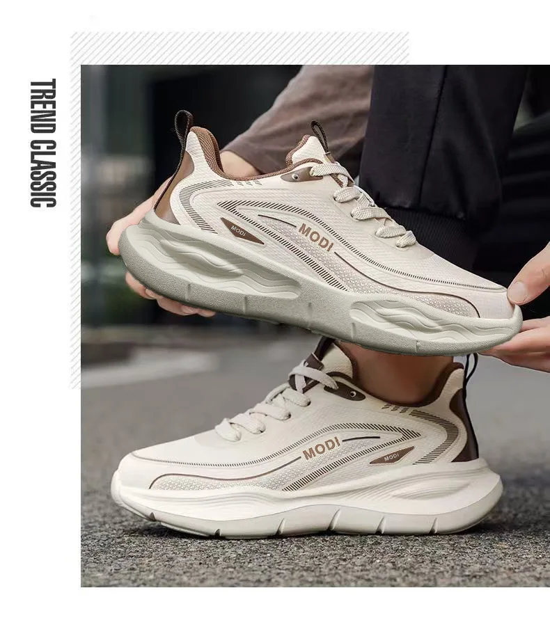Men's Daily Wave Sole Running Sneakers 2026 New Waterproof Ultra Light Trendy All Mat Sports Footwear