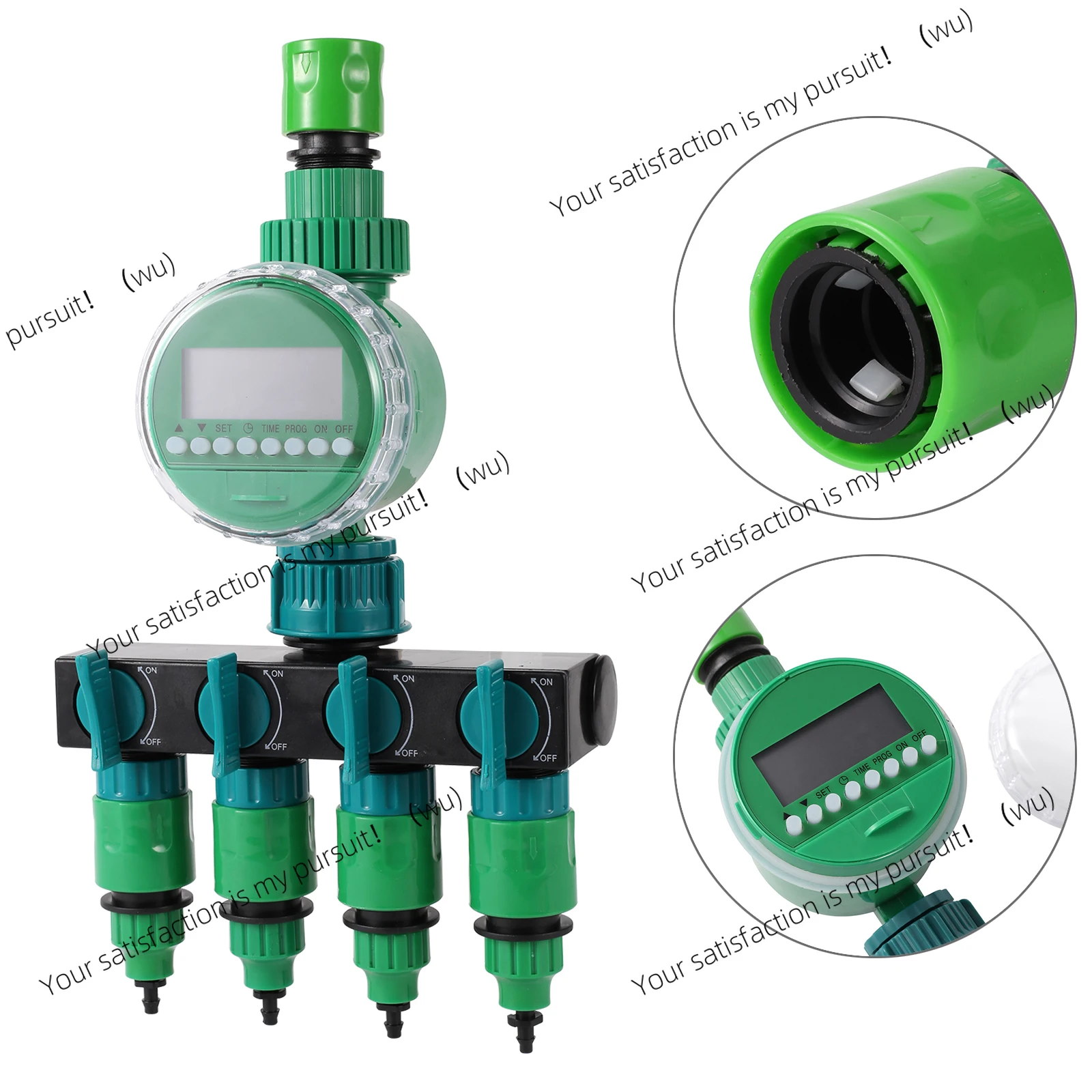 

Automatic Irrigation System Kit 4 Way Shunt Water Splitter Electronic Water Timer Garden Plants Flower Timed Watering Controller