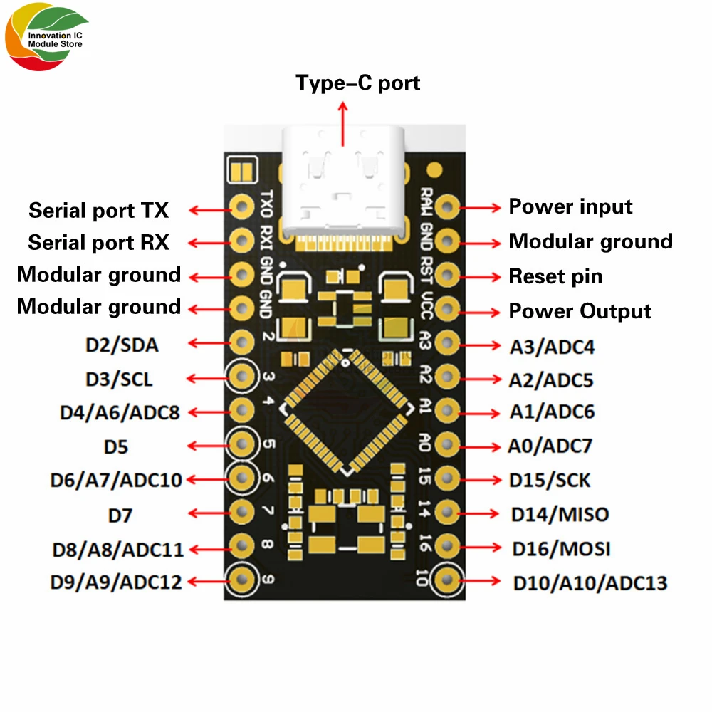 Mini USB 5V Pro Type-C USB ATmega32U4 Chip Development Board Module Improved Version