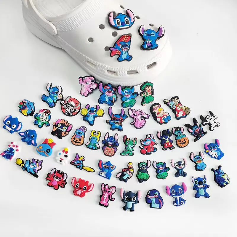 48pcs/set Cartoon Disney Stitch series Shoe Charms  Charms Shoe Decoration PVC Decoration