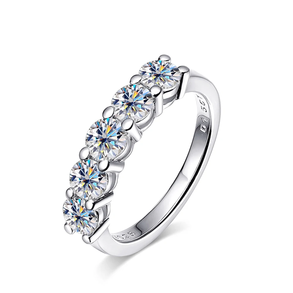 QIBAOKU D Color 4mm Moissanite Diamond Rings for Women Classic Match Wedding Eternity Band with s925 Sterling Silver Ring 2026