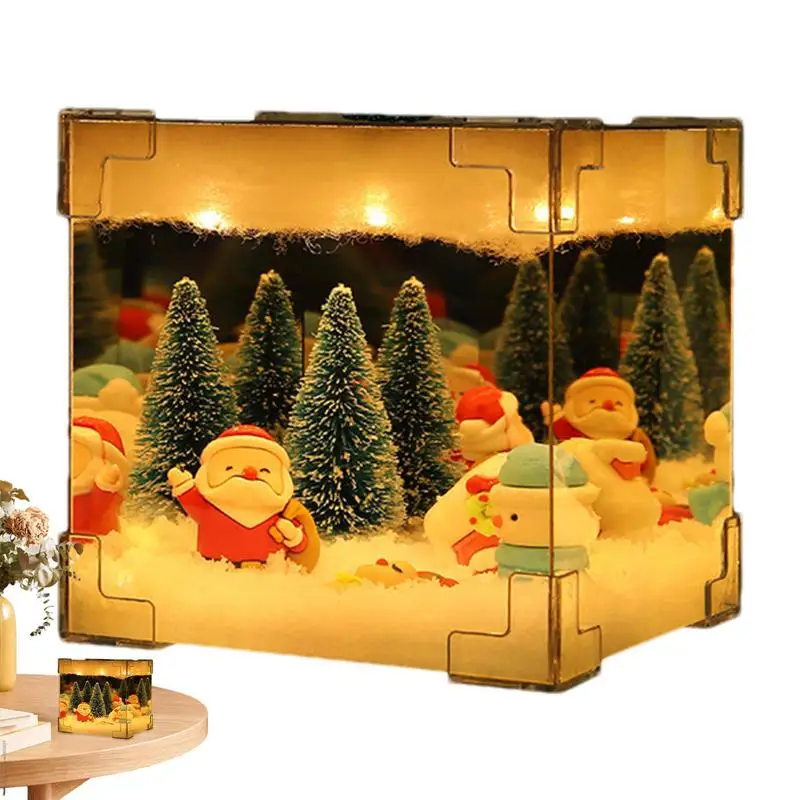 

Christmas Tree Nightlight Cube Design Home Christmas Snow Scene Decor Elegant Christmas Lighting Decorations For Indoor Festive