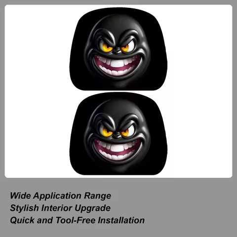 Funny Car Headrest Covers 2-Piece Funny Car Headrest Protector For Front Seat Protector Automotive Decorations For Vehicle Truck