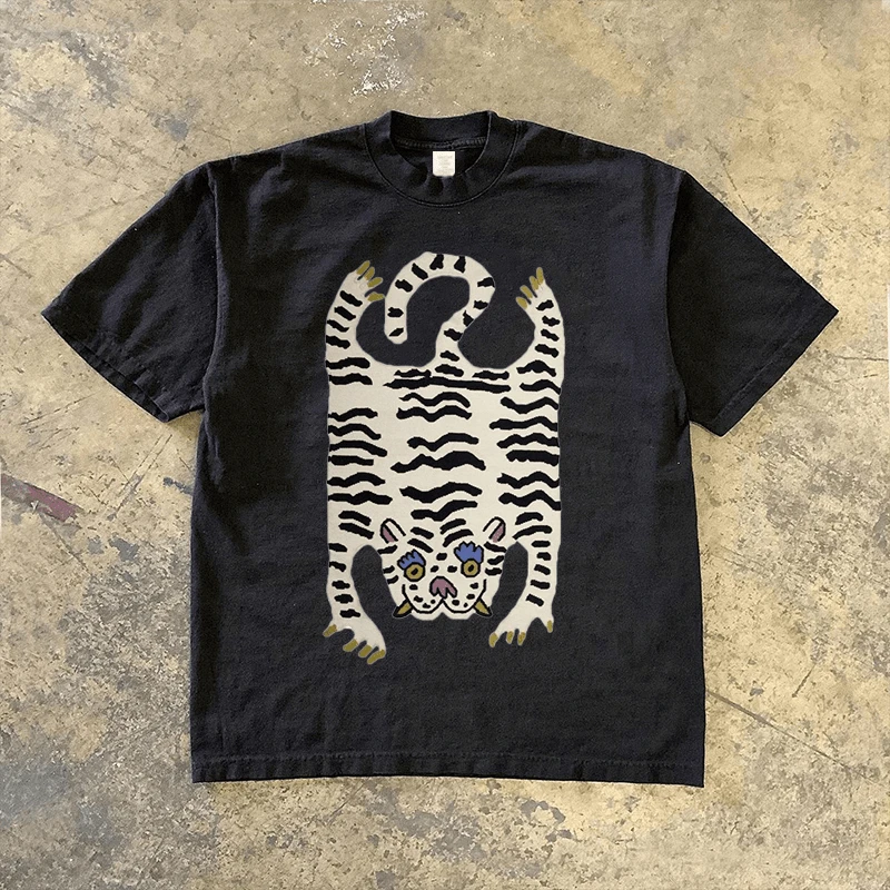 

Loose Cotton ort Sve T-irt ex Retro American Sle Bulk Order Return Couple's Top Spring Summer Casual Wear