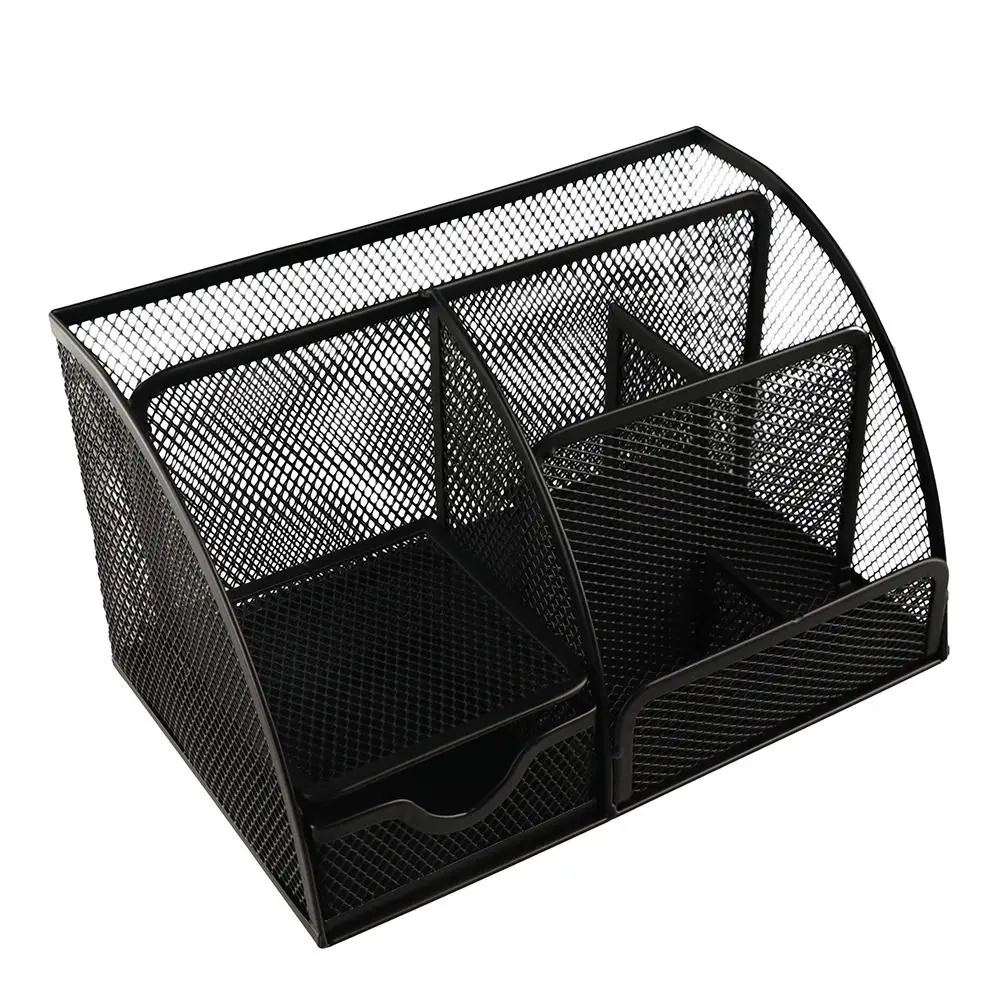 

Creative Multi Grid Pen Holder Multi-functional 6 Compartments Desktop Office Organizer 1 Drawer Thickened Desk Organizer Pencil
