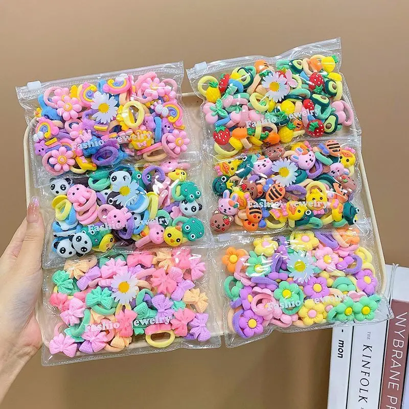 10/20Pcs/Set Cute Cartoon Rubber Elastic Hair Bands Girls Not Hurt Hair Small Scrunchie Kids Sweet Hair Ties Hair Accessories