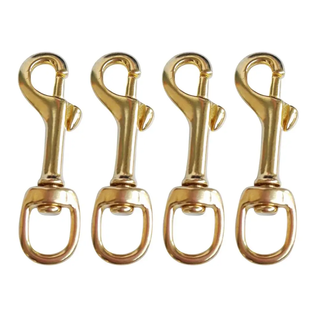 4 Pieces Durable Brass Single Ended Scuba Diving Dive Swivel Hook Dog Clip Buckle - & High Strength