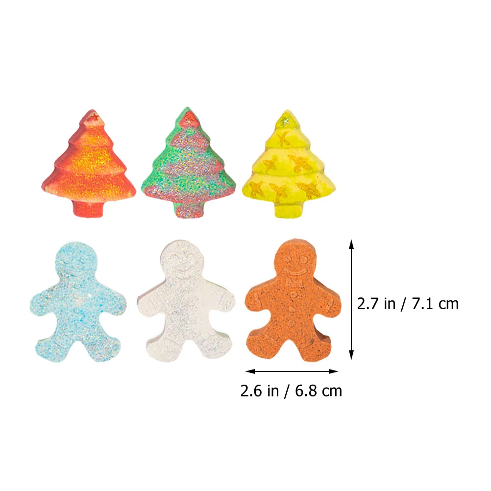 6Pcs Creative Gingerbread Man Bath Salt Bombs Rich Foaming Bathing Set for Holiday Tub Use Moisturizing Fragrance Travel