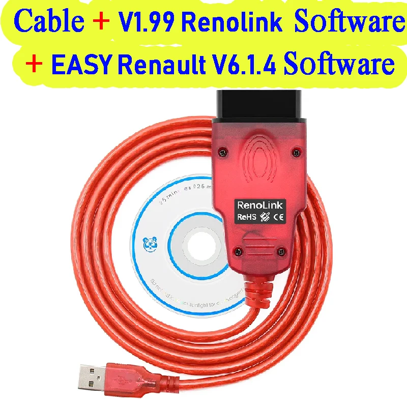 2023  Easy Renault v6.1.4 + Renolink V1.99  OBD2 Diagnostic Interface for Renault  Vehicles ECU Programmer Airbag Code Readers