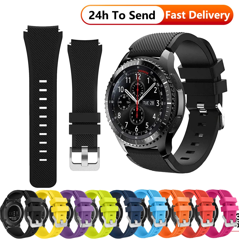 Bracelet de montre en silicone pour Samsung Galaxy Watch, Gear S3 Frontier, Huawei Watch, Bracelet intelligent, Fit for 46mm, 3mm, 45mm, 22mm,