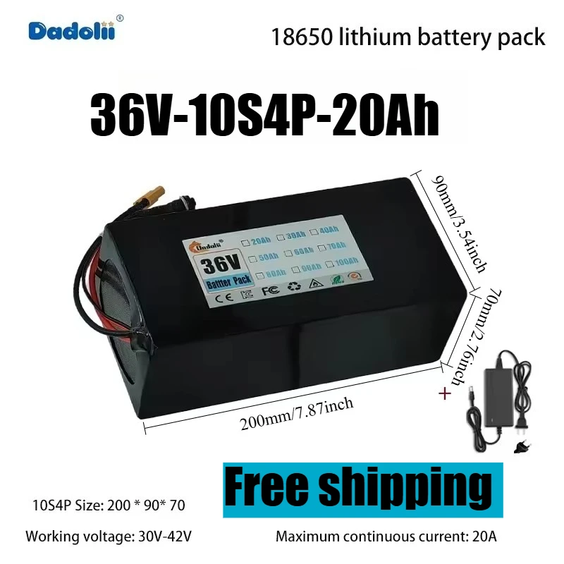 

Литиевая аккумуляторная батарея 10S4P 36V40Ah большой емкости, новые элементы с длительным сроком службы и стабильной производительностью