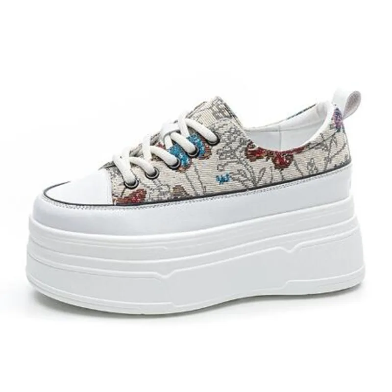 2025 العلامة التجارية الجديدة مصمم 8.5 سنتيمتر الهواء شبكة قماش جلد موضة الصيف حذاء رياضة مكتنزة الدانتيل يصل عالية مريح الجوارب أحذية رياضية النساء