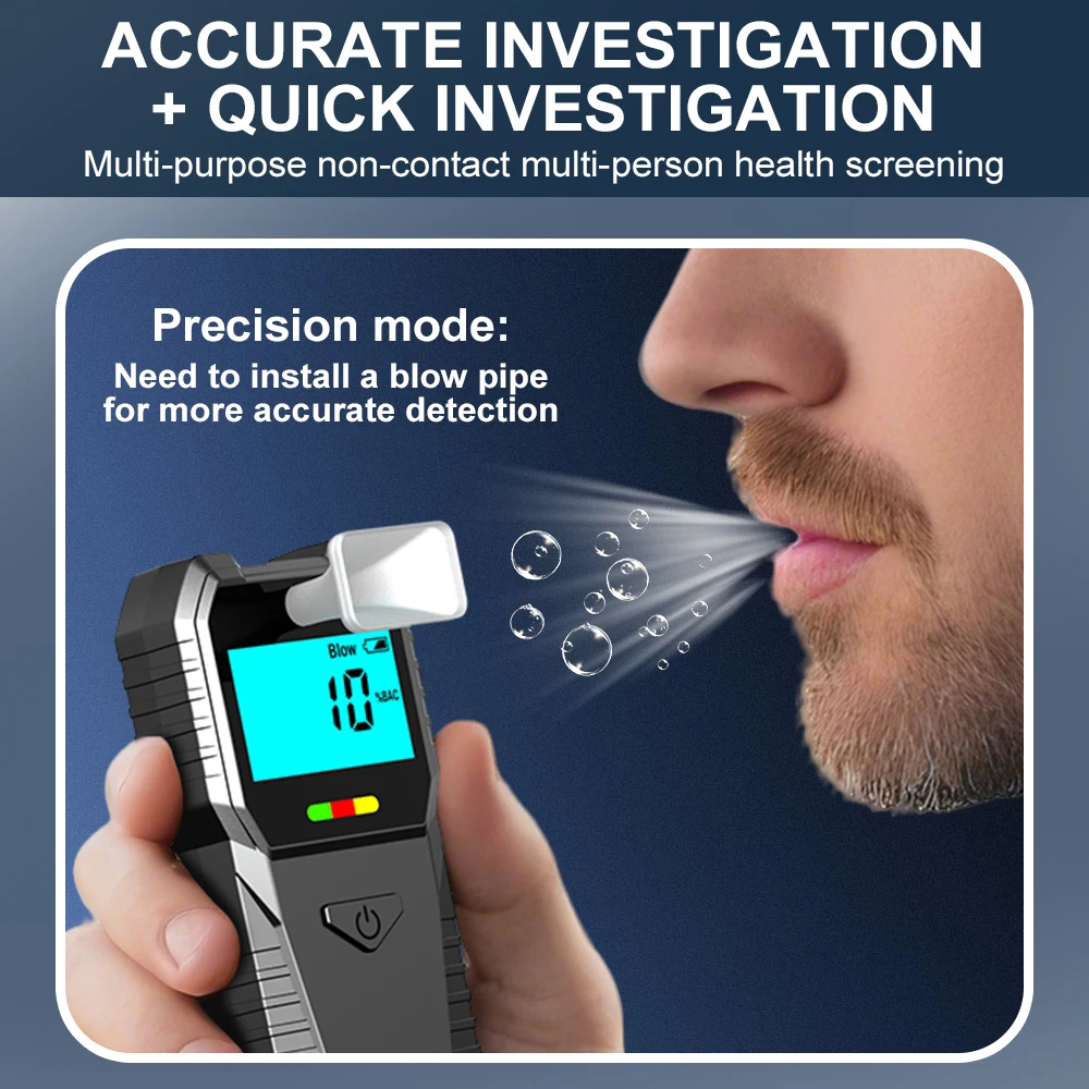 Portable, high-precision breathalyzer detector. Non-contact sensor. Traffic enforcement device for detecting drunk driving. Post