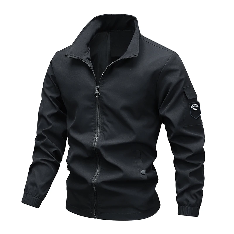 

Men's Fashionable Casual Jacket Solid Color Simple Style