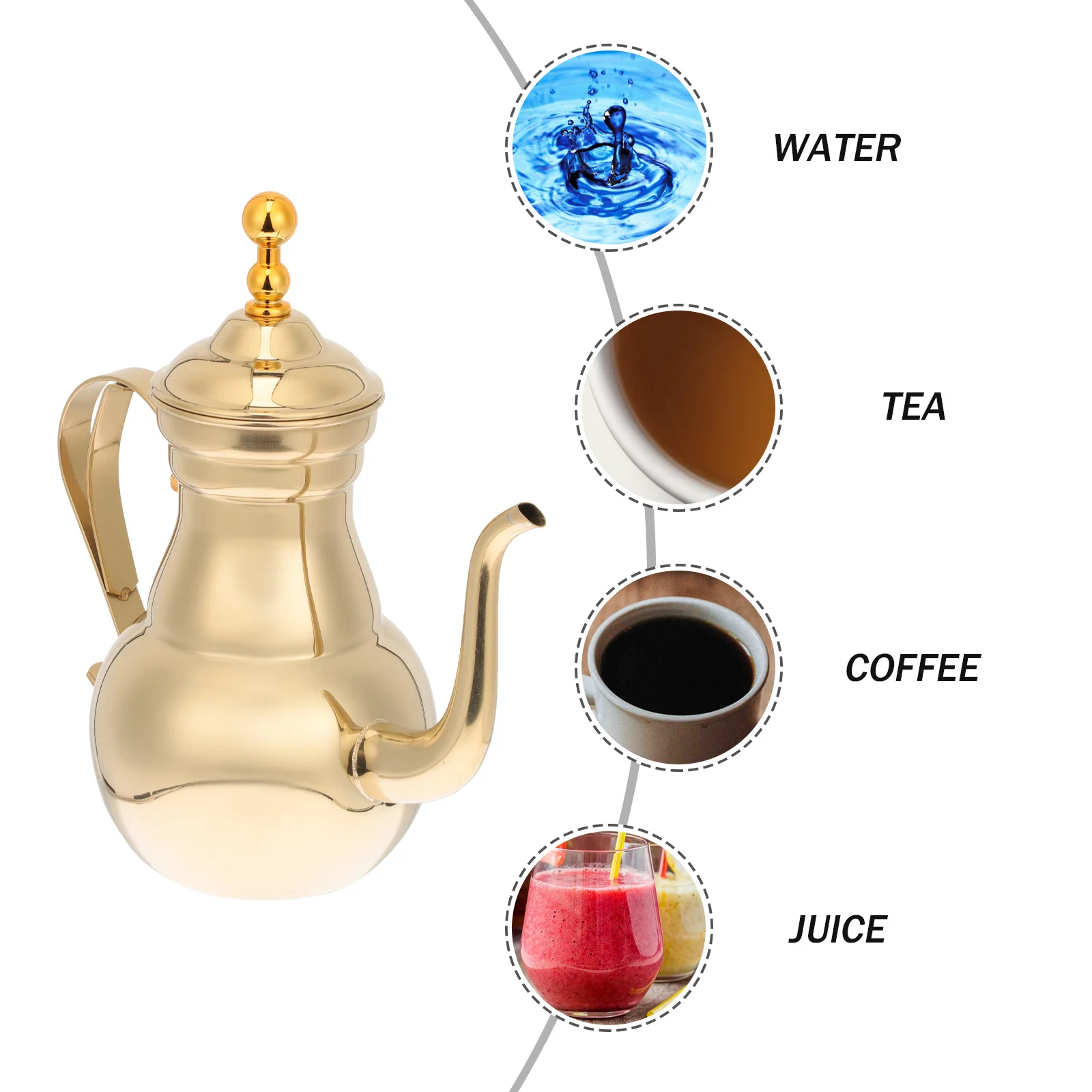 

Stainless Steel Long Narrow Spout Middle Eastern Style Decorative Pot Rustproof Ergonomic Handle Anti-Scald Hand Drip