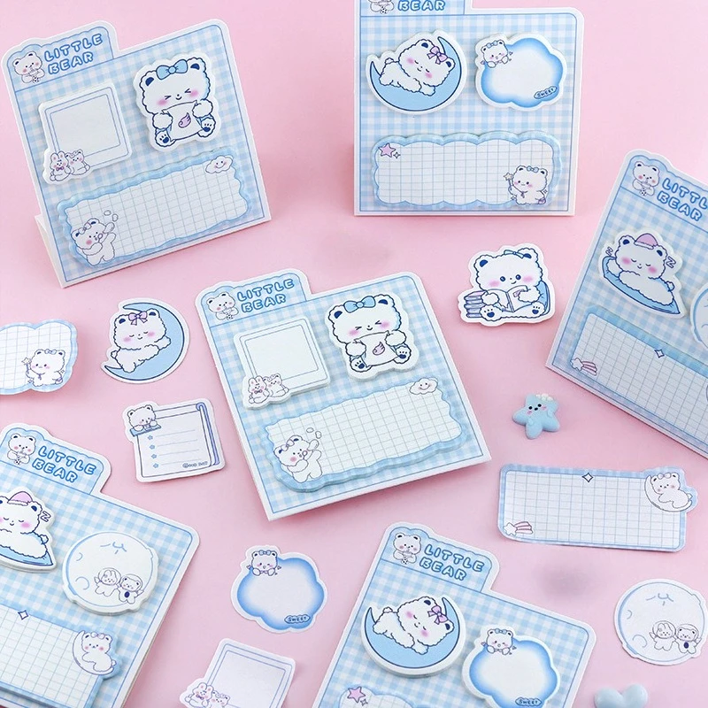 60 sheets Bear Treasure Post Note Become Sweet Soft Cute Bear Face Super Healing Notes Marking Learning Gift Sticky Note Pad