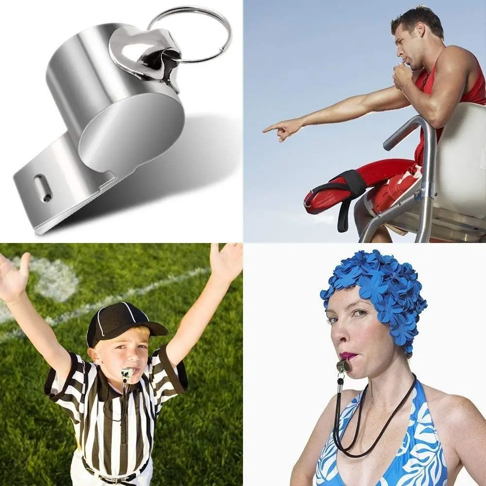 Basketball Loud Metal Whistle with Rope Strong Referee Whistles Professional Portable Stainless Steel Whistles Referee