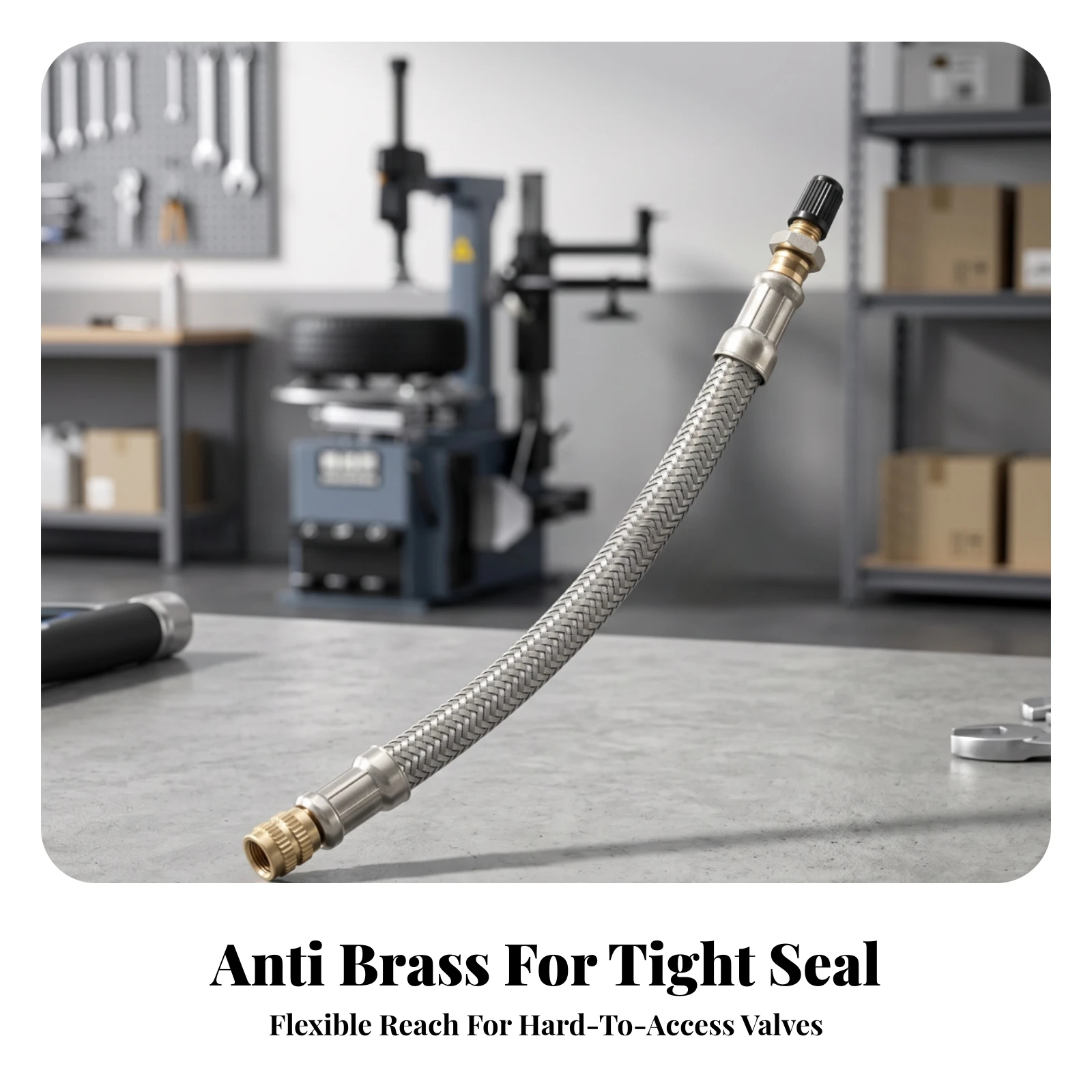 Tire Inflation Hose with Brass Connector Flexible Inflation Extension Hose Long-Lasting Compact for Roadside Repairs, Garage