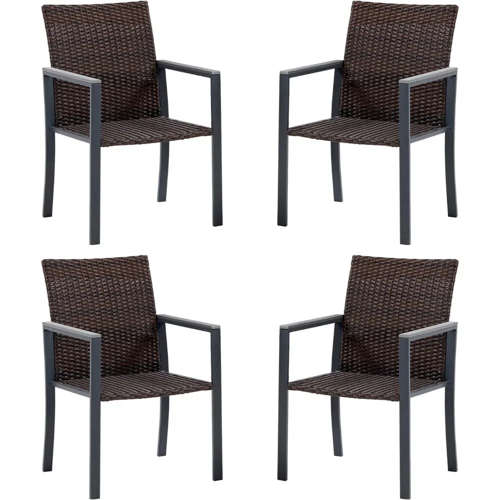 

Outdoor Dining Chairs Set of 4, Patio Chairs with Armrests for Garden, Wicker Outdoor Chairs Lawn Chair, Grey