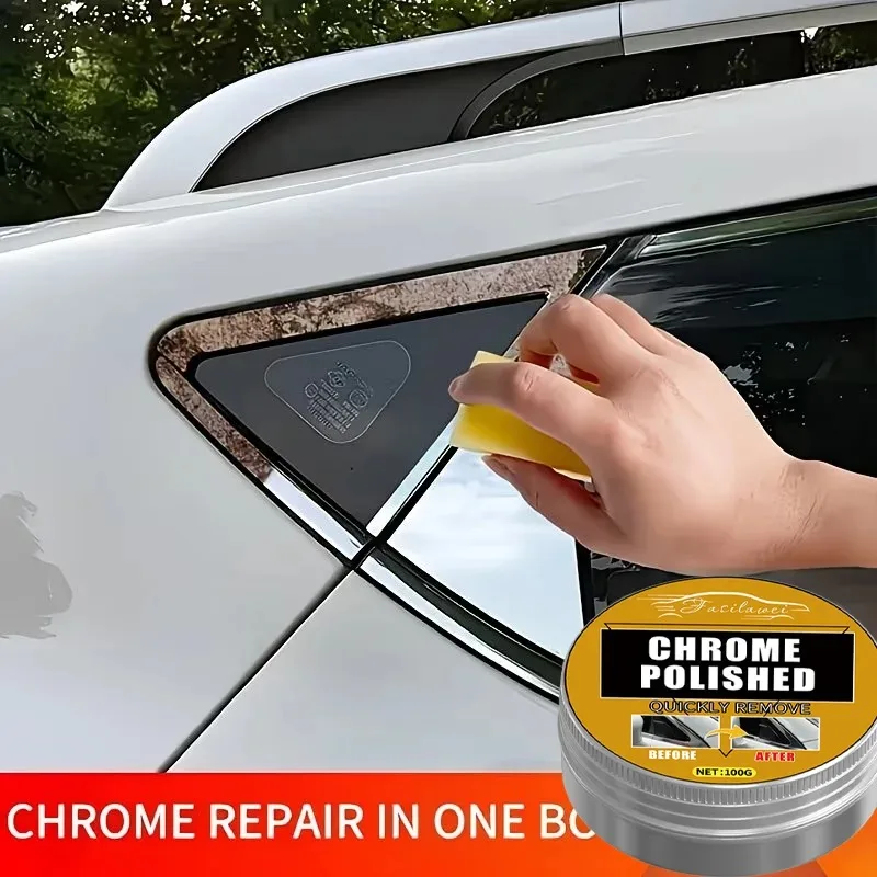 A Renewal Paste for Car Chrome Pieces, Engineered to Revive Oxidized Chrome Trim and Logos, Complete with a Sponge