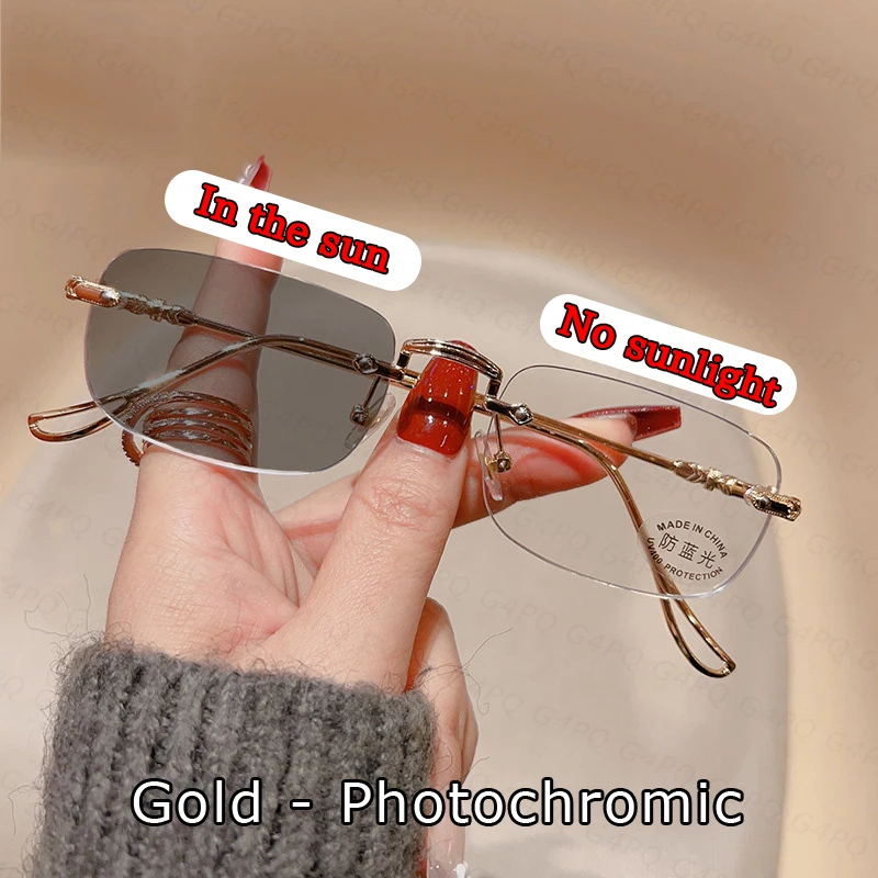 Gafas BEAU FIVE 2026 Nuevas Unisex Fotocromáticas Anti-Radiación Sin Marco UV400 Elegantes y Ligeras F106