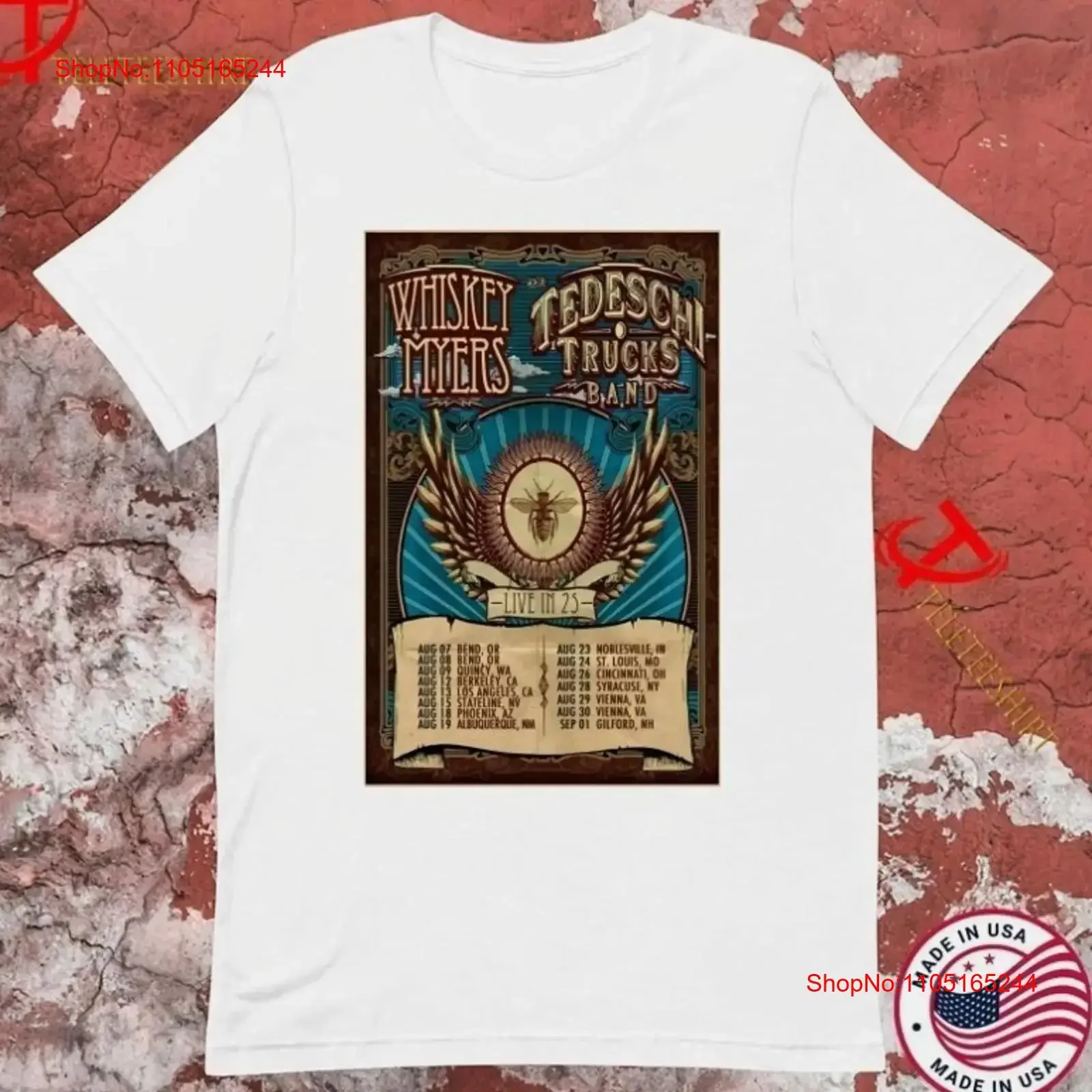 فرقة شاحنات ويسكي مايرز وتيديشي لايف في 2025 مواعيد الجولة تي شيرت عتيق مغسول برسومات قليلاً قابلة للتنفس أنيقة