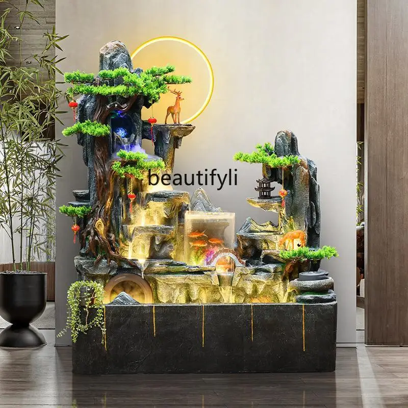 

Rockery flowing water fountain circulating water living room decoration fish tank landscaping office feng shui wheel