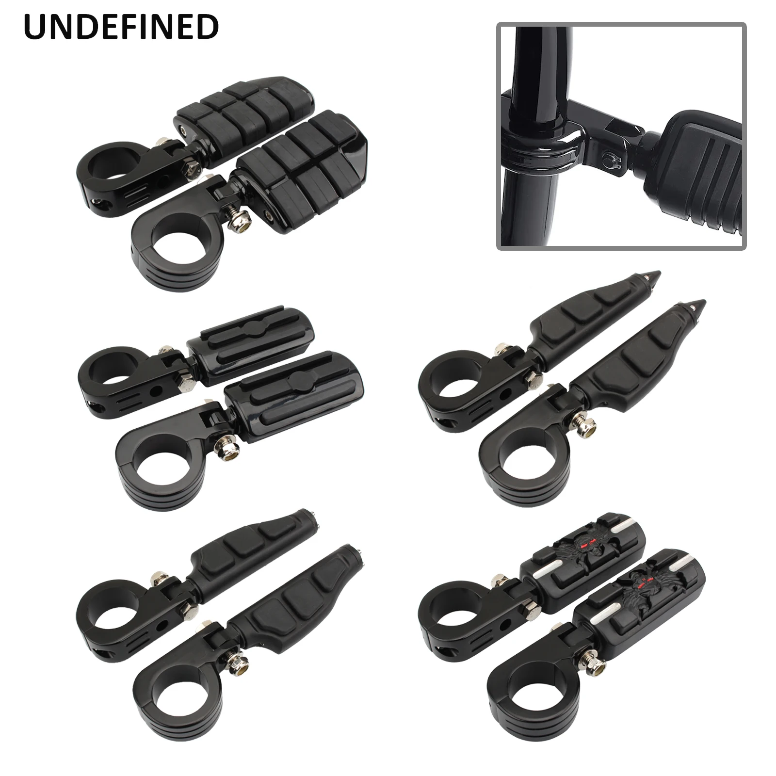 Motorcycle Highway Pegs Engine Crash Bar Foot Peg Mount Clamp 32 38mm Black Universal For Harley Sportster Chopper Bobber Custom