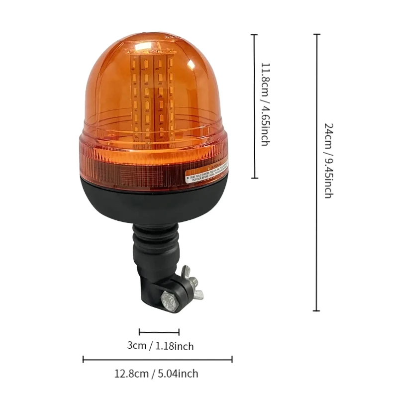 12V 24V 60 LED Amber Truck Car Tractor Flexible Warning Emergency Strobe Light Mount Flashing Beacon Rotating Signal Lamp