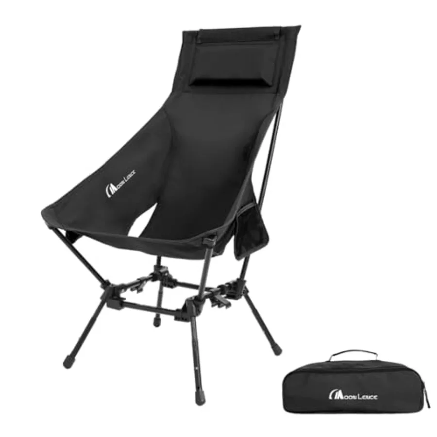 

Folding Portable High Back Camping Chairs for Adults, Adjustable Oversize Lightweight for Beach Hunting Hiking Backpacking Blac